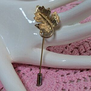 Vintage Leaf Stick Pin Stickpin Gold Metal